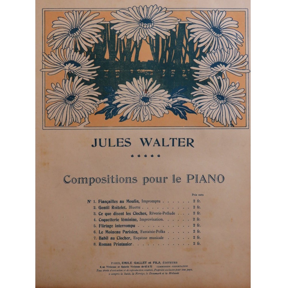WALTER Jules Les Fiançailles au Moulin Piano 1934