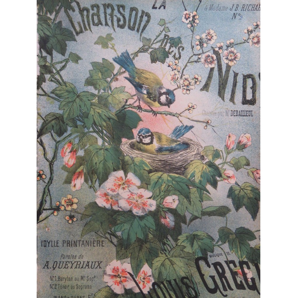 GREGH Louis La Chanson des Nids Chant Piano ca1882