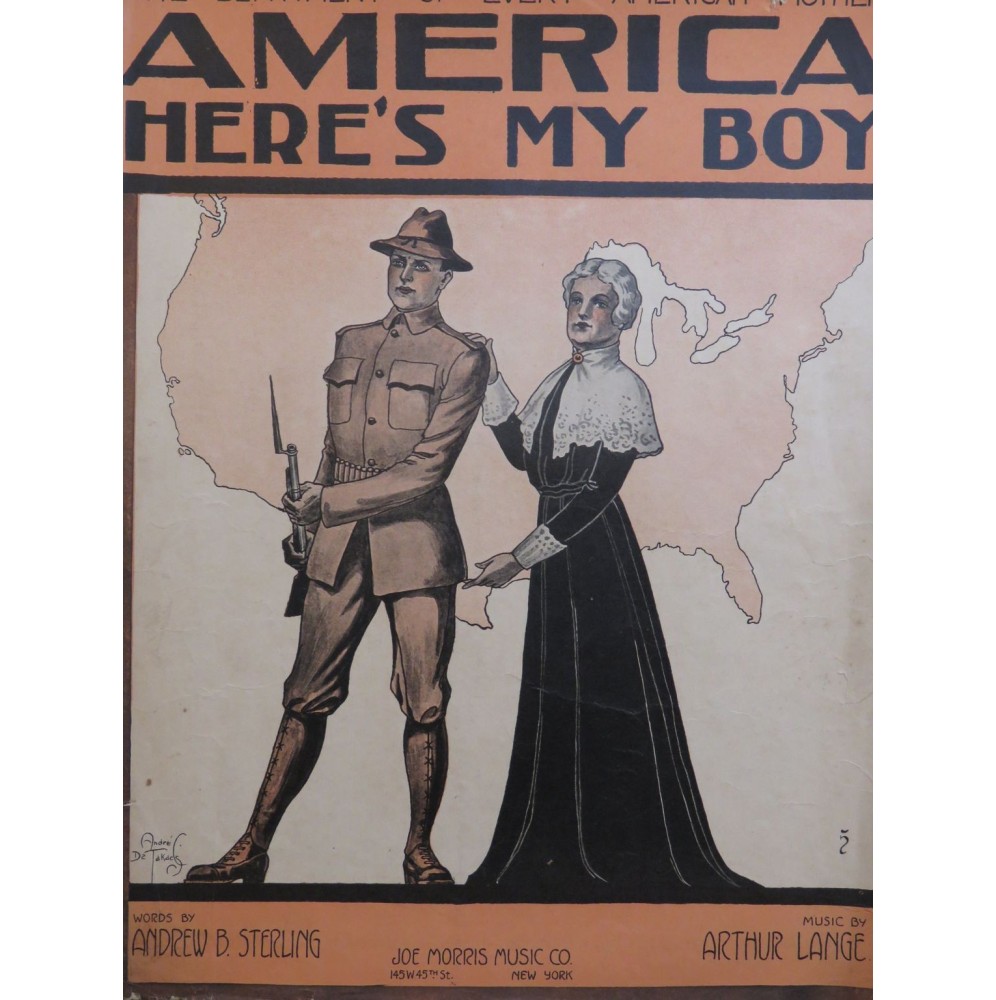 LANGE Arthur America Here's My Boy Chant Piano 1917