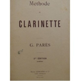 PARÉS G. Méthode de Clarinette 1958