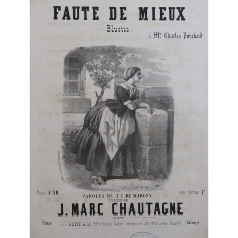 CHAUTAGNE Jean Marc Faute de Mieux Chant Piano ca1850