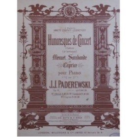 PADEREWSKI J. J. Menuet op 14 Piano ca1887