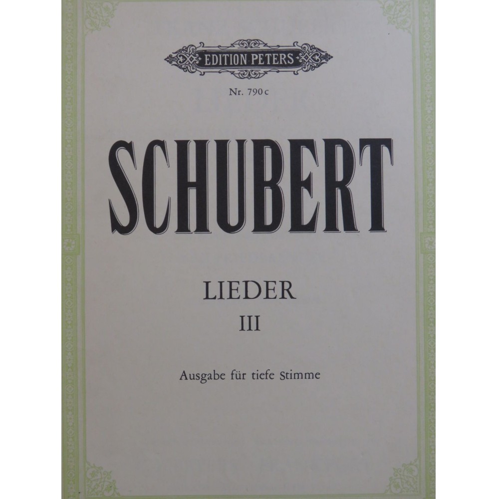 SCHUBERT Franz Lieder Volume 3 Chant Piano