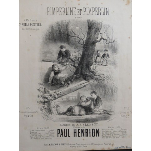 HENRION Paul Pimperline et Pimperlin Chant Piano 1866