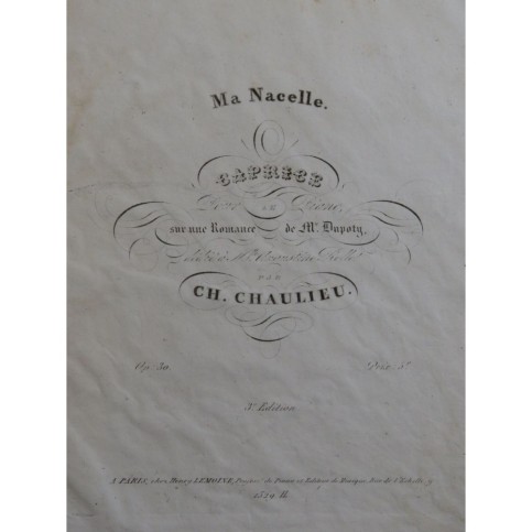 CHAULIEU Charles Ma Nacelle Piano ca1835