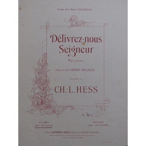HESS Ch. L. Délivrez-nous Seigneur Chant Piano 1898