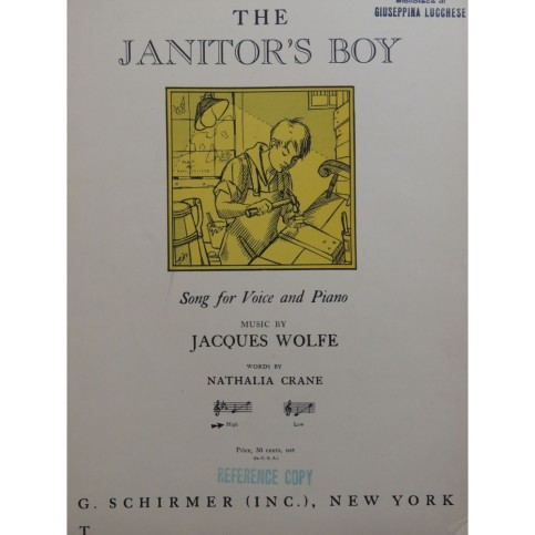 WOLFE Jacques The Janitor's Boy Chant Piano 1930