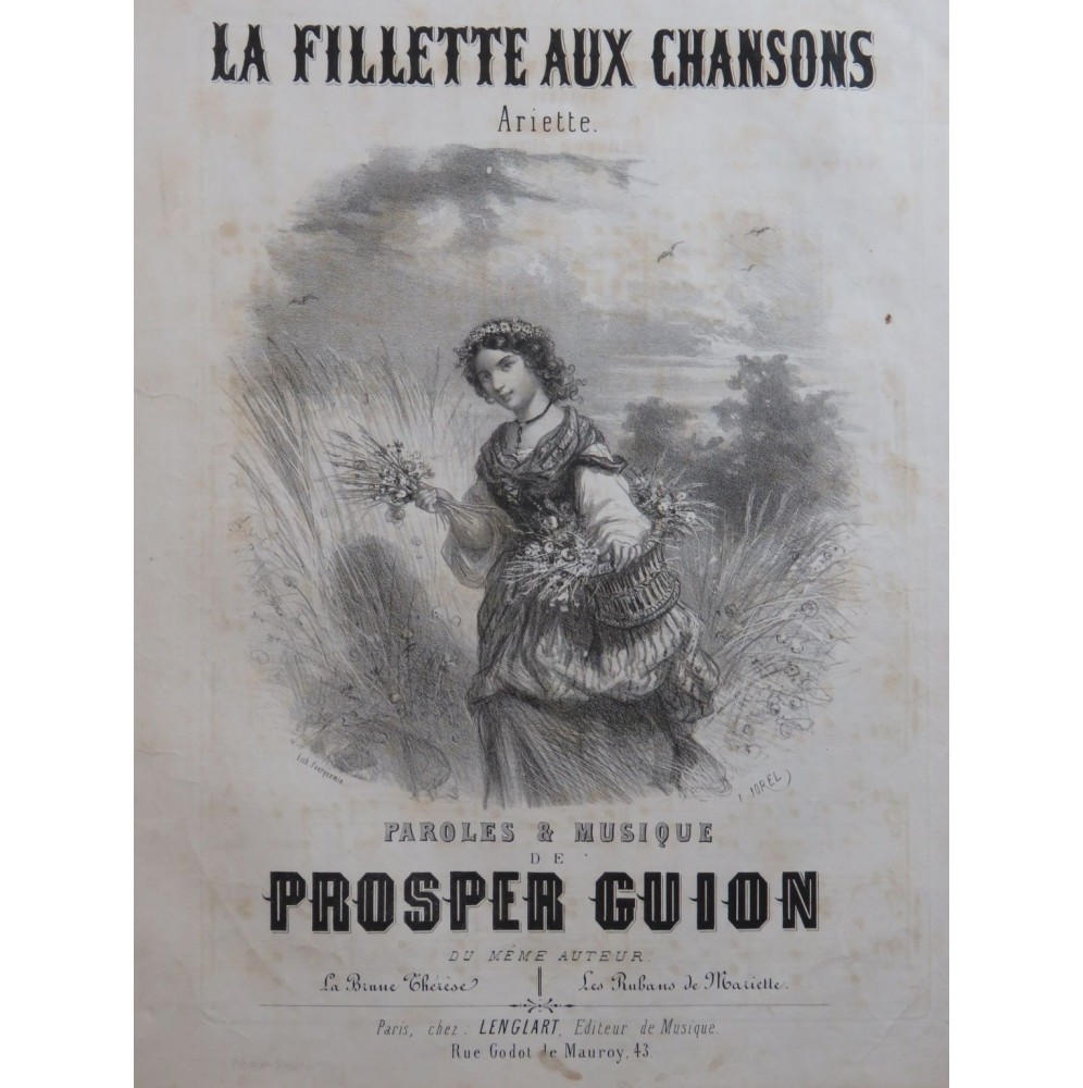 GUION Prosper La Fillette aux chansons Chant Piano ca1840