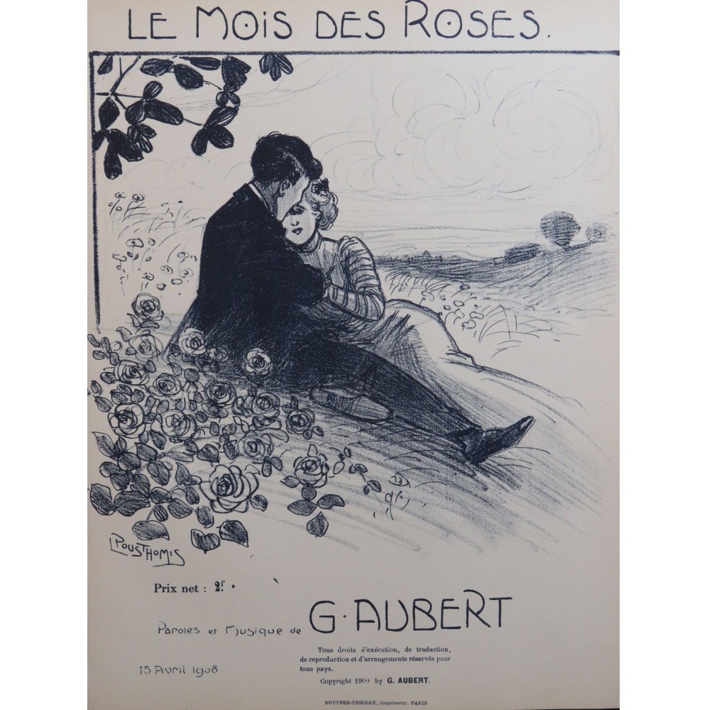 AUBERT Gaston Le Mois des Roses Pousthomis Piano Chant 1909