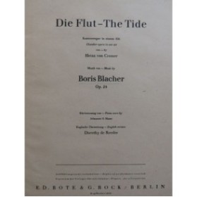 BLACHER Boris Die Flut The Tide Opéra Chant Piano 1947