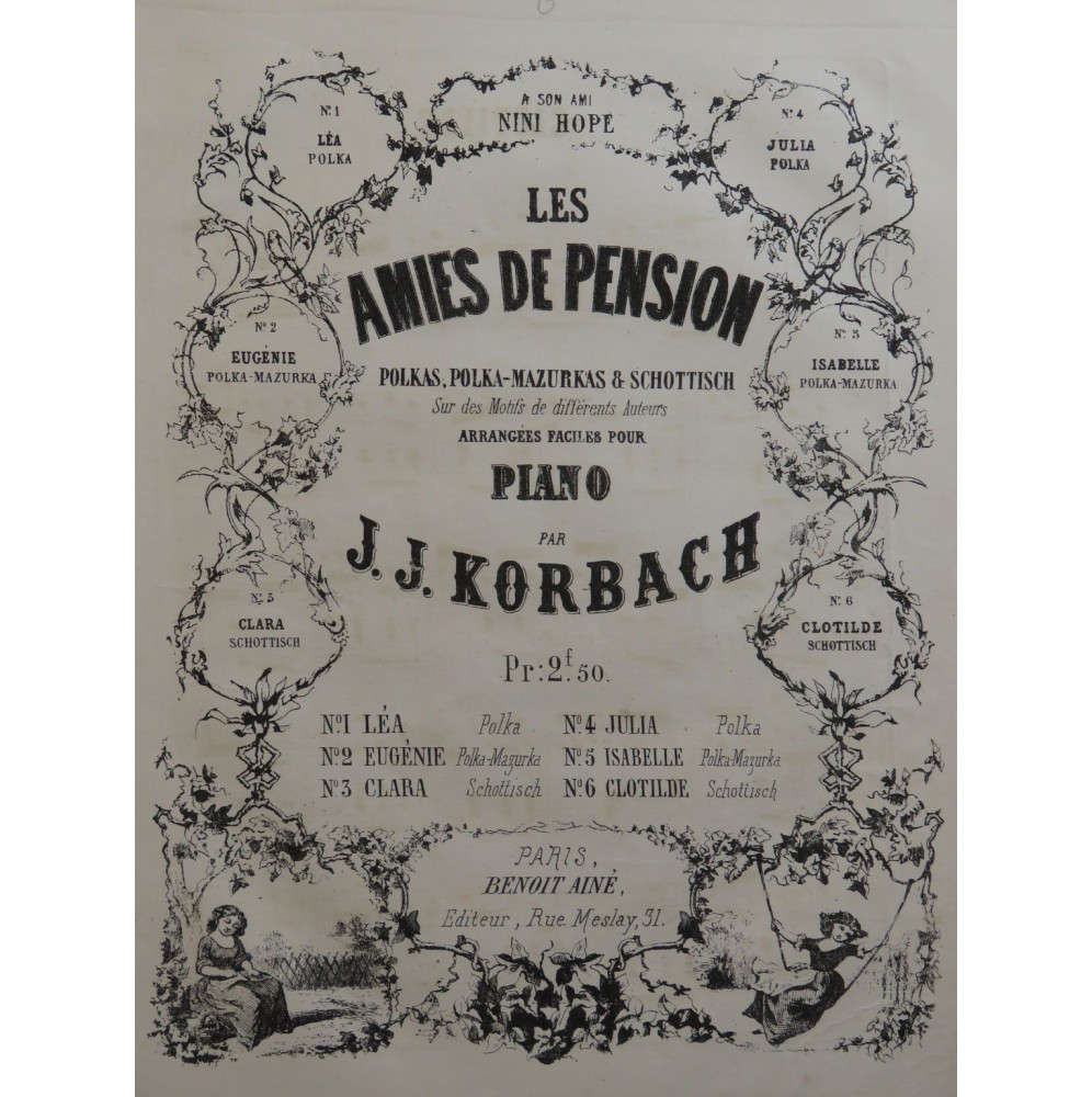 KORBACH J. J. Clotilde Schottisch Piano ca1850
