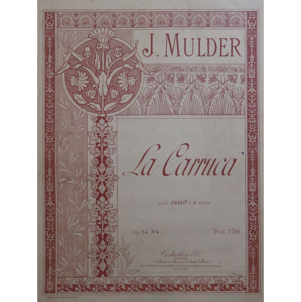 MULDER J. La Carruca Sevillane Piano 4 mains ca1895