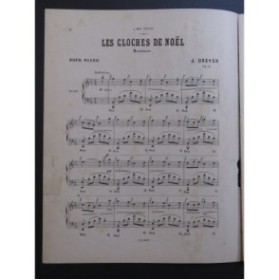 DREYER J. Les Cloches de Noël Dédicace Piano XIXe