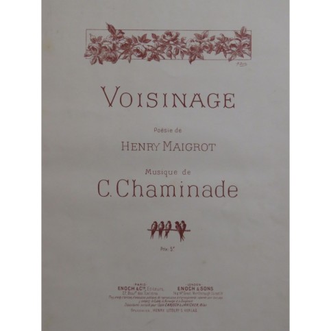 CHAMINADE Cécile Voisinage Chant Piano ca1890
