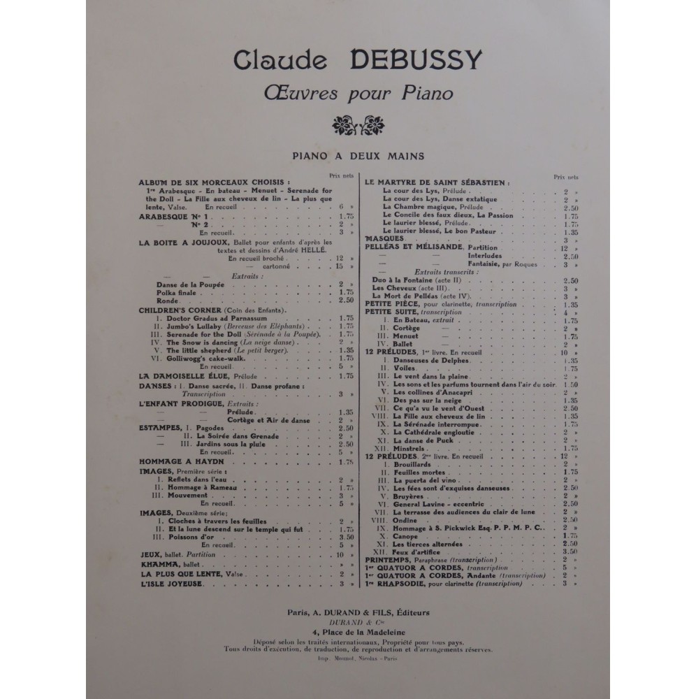 DEBUSSY Claude L'Isle Joyeuse Piano