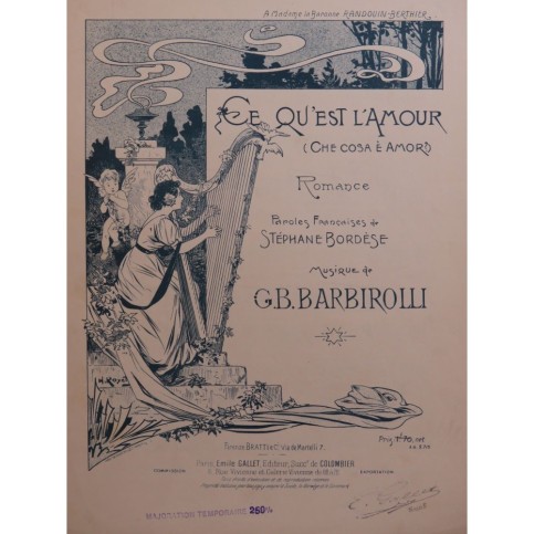 BARBIROLLI G. B. Ce qu'est l'amour Chant Piano 1899
