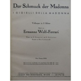 WOLF-FERRARI Ermanno Der Schmuck der Madonna Opéra 1933