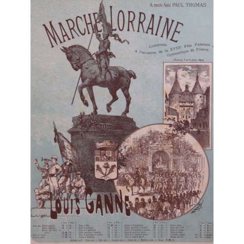 GANNE Louis Marche Lorraine Piano 1892