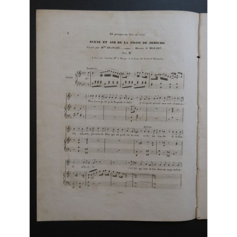 MOZART W. A. Scène et Air de La Prise de Jericho Chant Piano ca1840