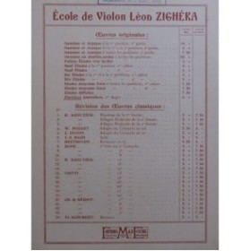 ZIGHÉRA Léon Exercices Journaliers 1er dégré Violon 1935