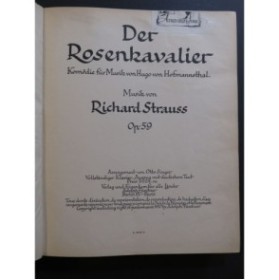 STRAUSS Richard Der Rosenkavalier Opéra Chant Piano ca1911