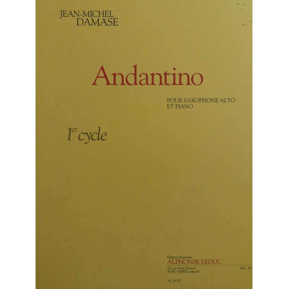 DAMASE Jean-Michel Andantino Piano Saxophone alto 2004