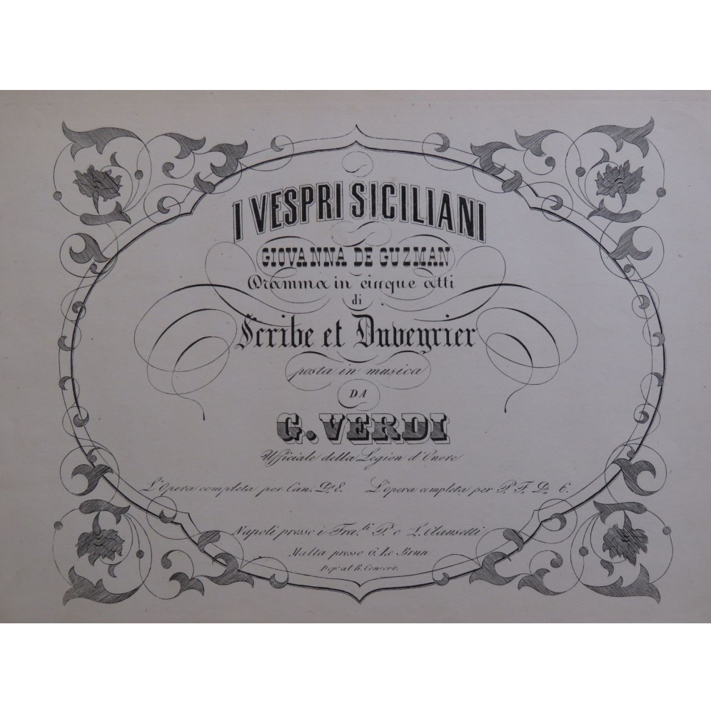 VERDI Giuseppe I Vespri Siciliani No 3 Piano ca1855