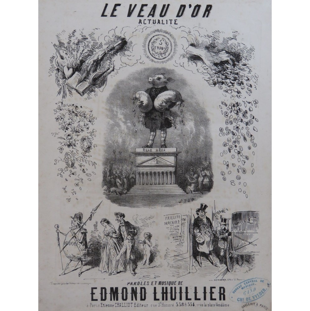 LHUILLIER Edmond Le Veau D'Or Chant Piano ca1850
