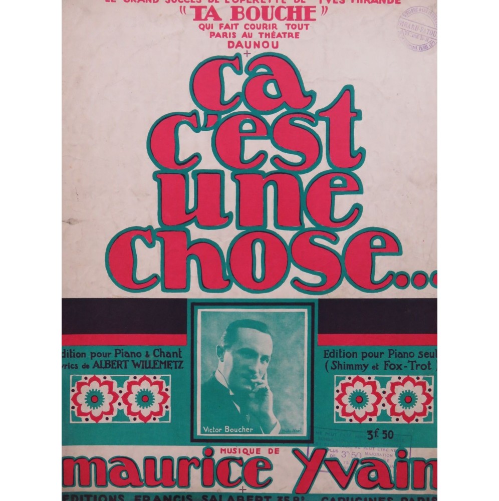 YVAIN Maurice Ca c'est une Chose Fox-Trot Piano  1922