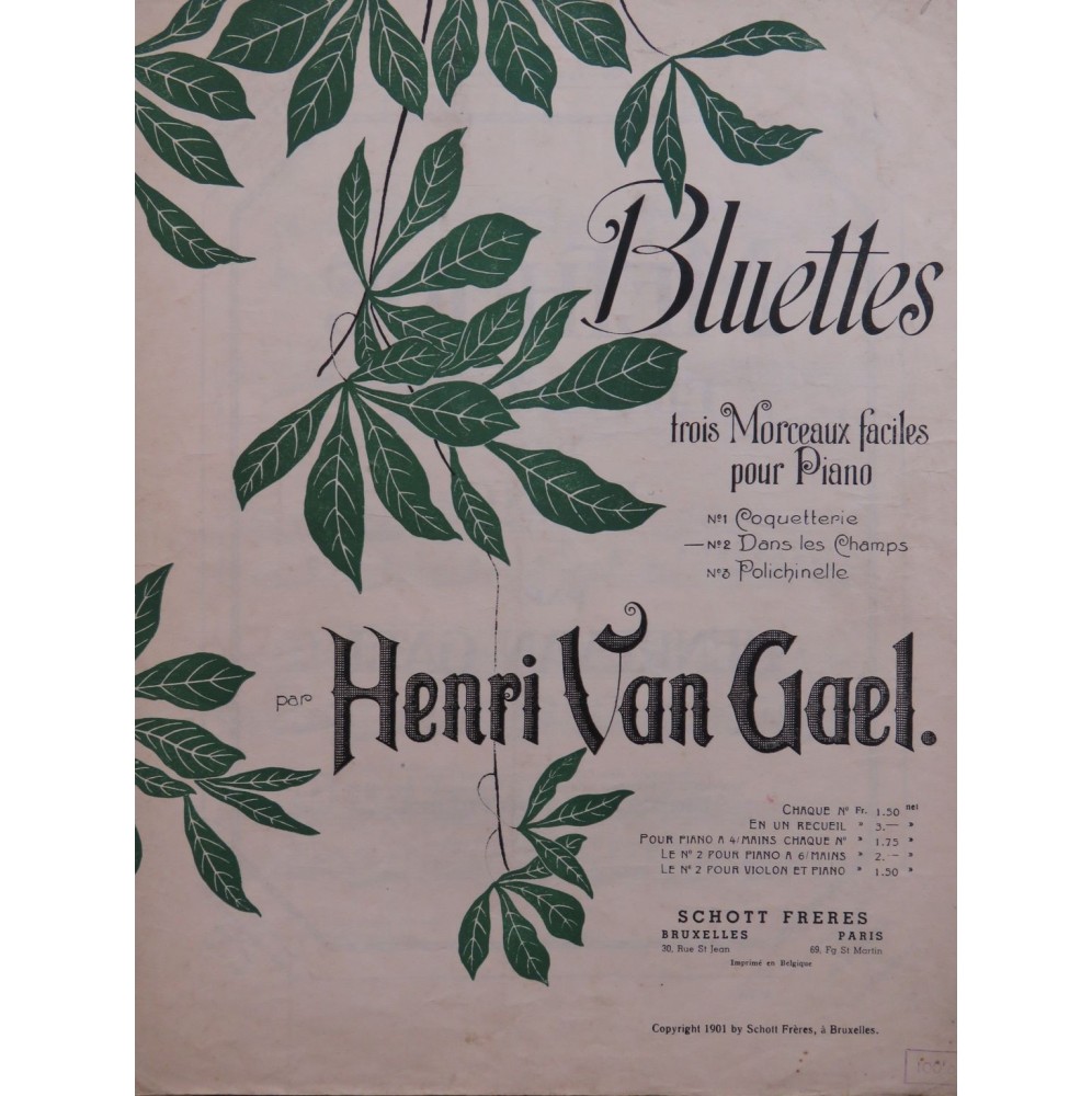 VAN GAEL Henri Dans Les Champs Bluette Piano 1901
