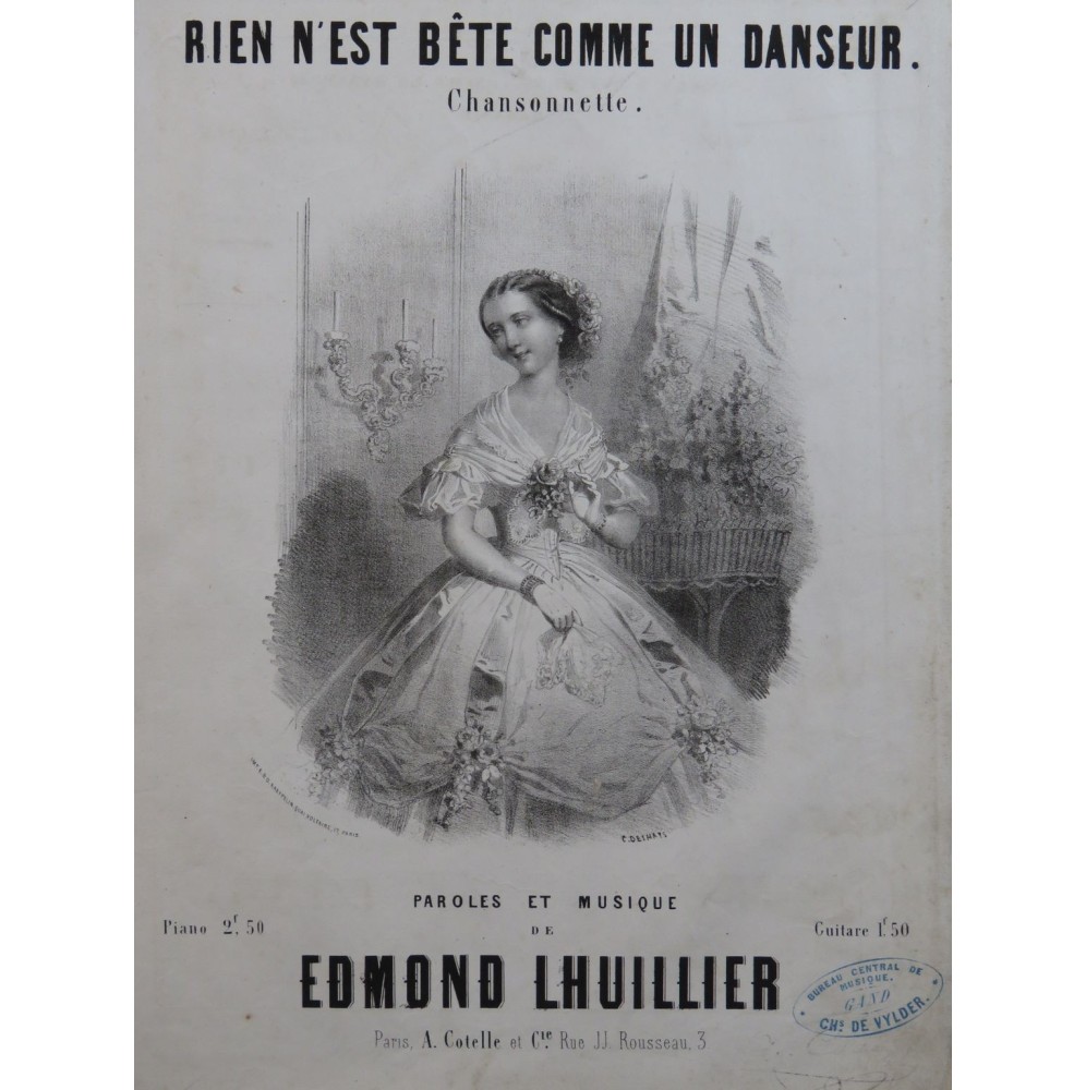 LHUILLIER Edmond Rien n'est Bête comme un Danseur Chant Piano ca1850