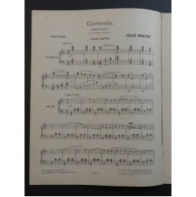 WALTER Jules Carméla Valse Piano ca1907