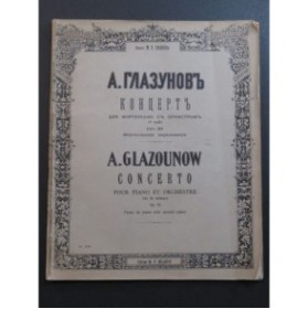 GLAZOUNOW Alexandre Concerto op 92 pour 2 Pianos 4 mains 1912