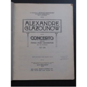 GLAZOUNOW Alexandre Concerto op 92 pour 2 Pianos 4 mains 1912
