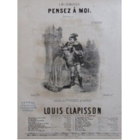 CLAPISSON Louis Pensez à Moi Romance Chant Piano ca1860