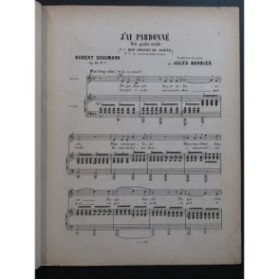 SCHUMANN Robert J'ai pardonné Mélodie Chant Piano ca1867