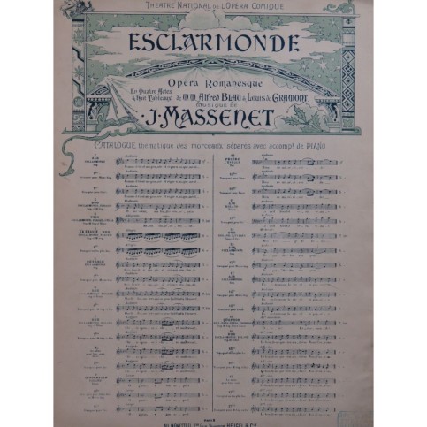 MASSENET Jules Esclarmonde No 1 Chant Piano ca1890
