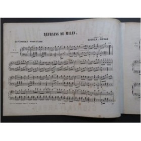 GIORZA ARBAN Refrains de Milan Quadrille Piano ca1865