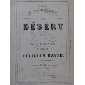 DAVID Felicien Le Désert Opéra Chant Piano ca1880