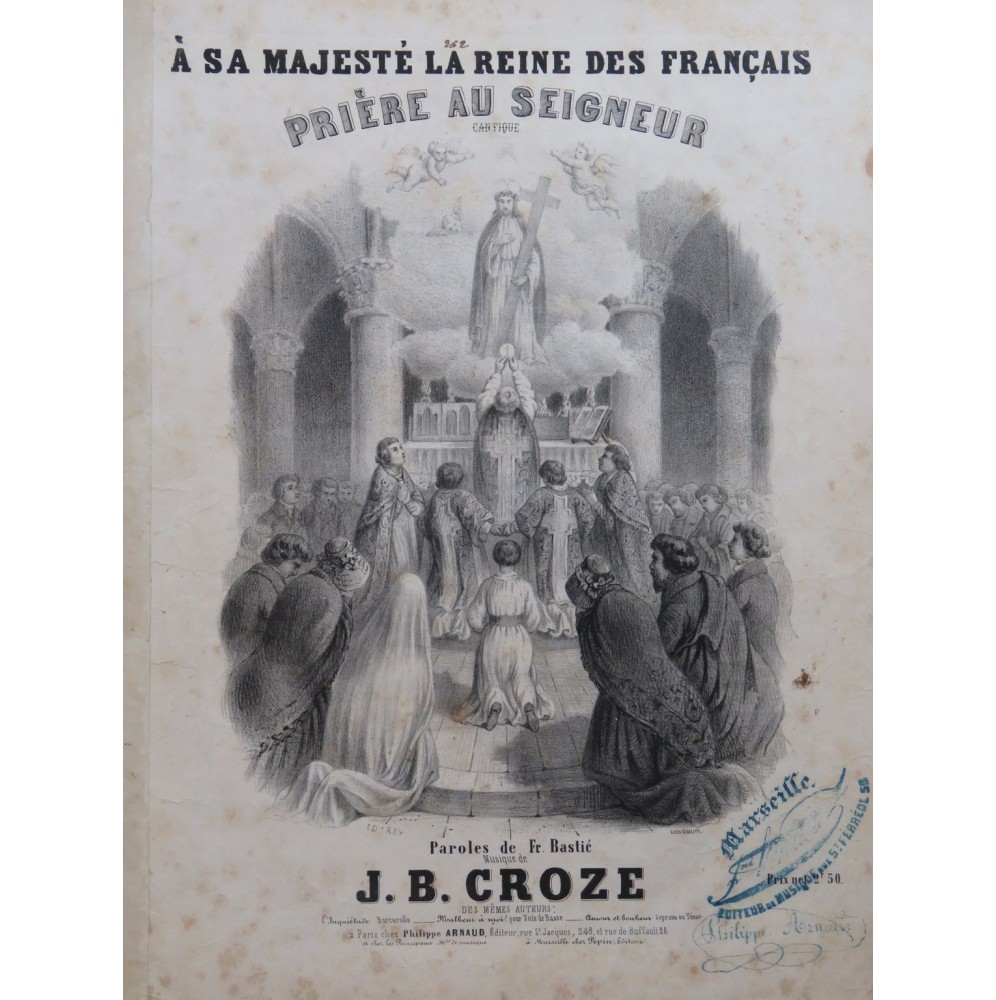 CROZE J. B. Prière au Seigneur Cantique Chant Orgue ca1840