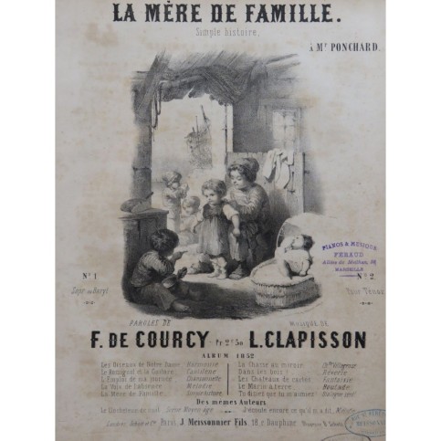 CLAPISSON Louis La Mère De Famille Chant Piano 1852