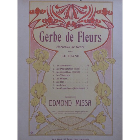 MISSA Edmond Les Iris Piano ca1901