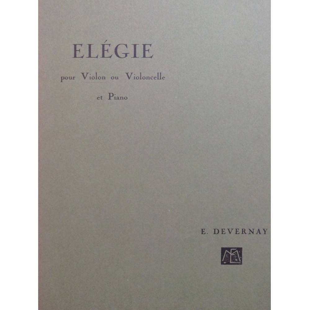 DEVERNAY E. Elégie Violon Piano
