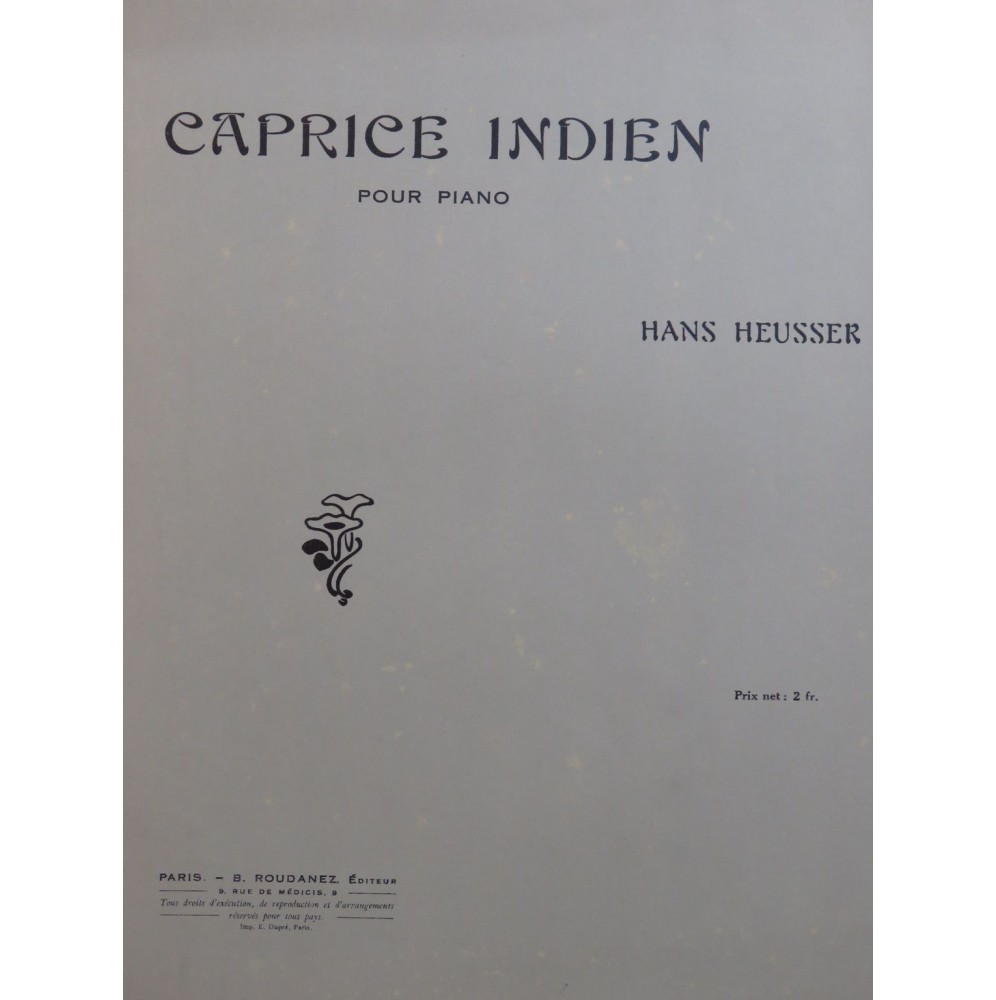 HEUSSER Hans Caprice Indien Piano 1914