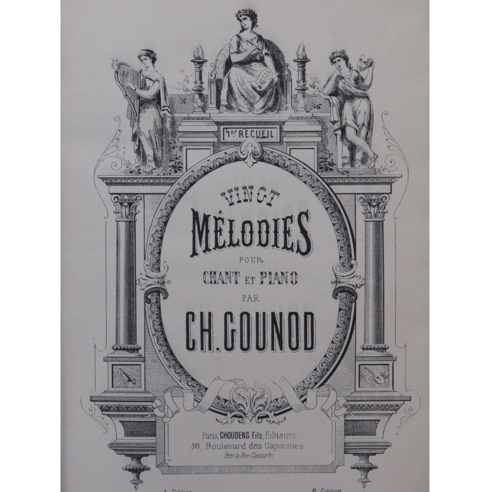 GOUNOD Charles Vingt Mélodies 1er Recueil Chant Piano ca1890