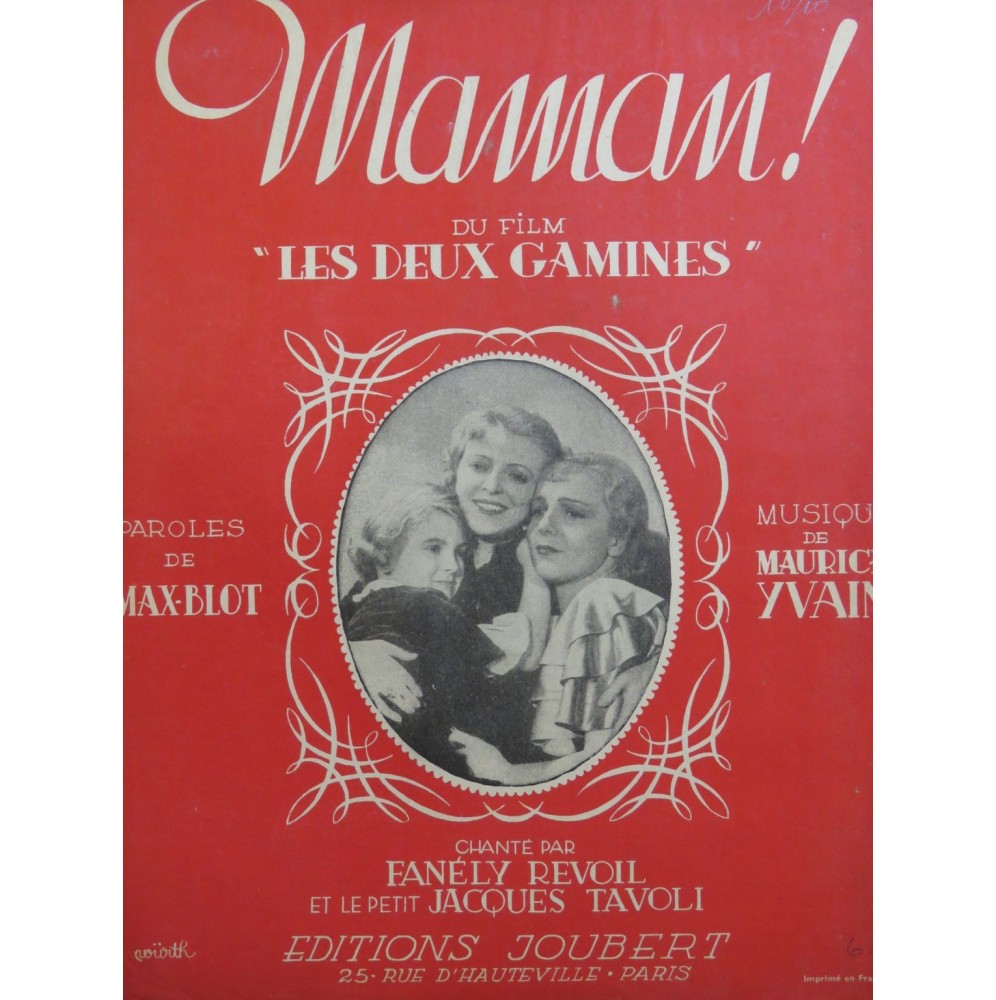YVAIN Maurice Maman ! Chant Piano 1936