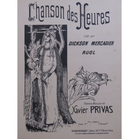 PRIVAS Xavier Chanson des Heures Chant Piano ca1905