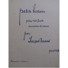 DURAND Jacques Petite Histoire Piano 1926