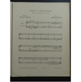 CHAUSSON Ernest Cantique à la Vierge Immaculée Chant Orgue 1913
