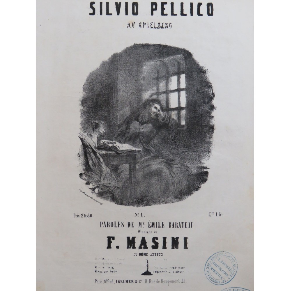 MASINI F. Silvio Pellico Au Spielberg Chant Piano ca1858